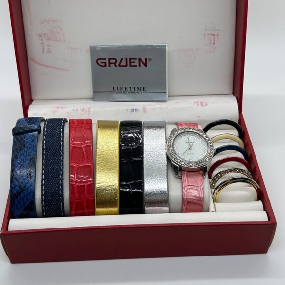 Gruen Quartz Watch With Interchangeable Bands & Bezel Works READ - Picture 6 of 16